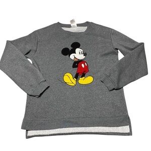 Disney Mickey Mouse Women's Textured Pullover Gray Sweater Size Large